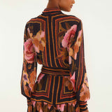 Chenille Flowers Black Mini Dress