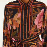 Chenille Flowers Black Mini Dress