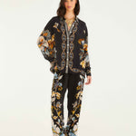 Snake Floral Black Button Up Shirt