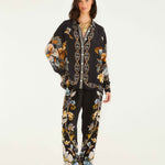 Snake Floral Black Button Up Shirt