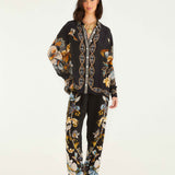 Snake Floral Black Button Up Shirt