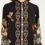 Snake Floral Black Button Up Shirt