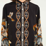 Snake Floral Black Button Up Shirt