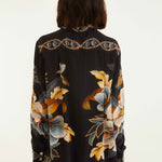 Snake Floral Black Button Up Shirt