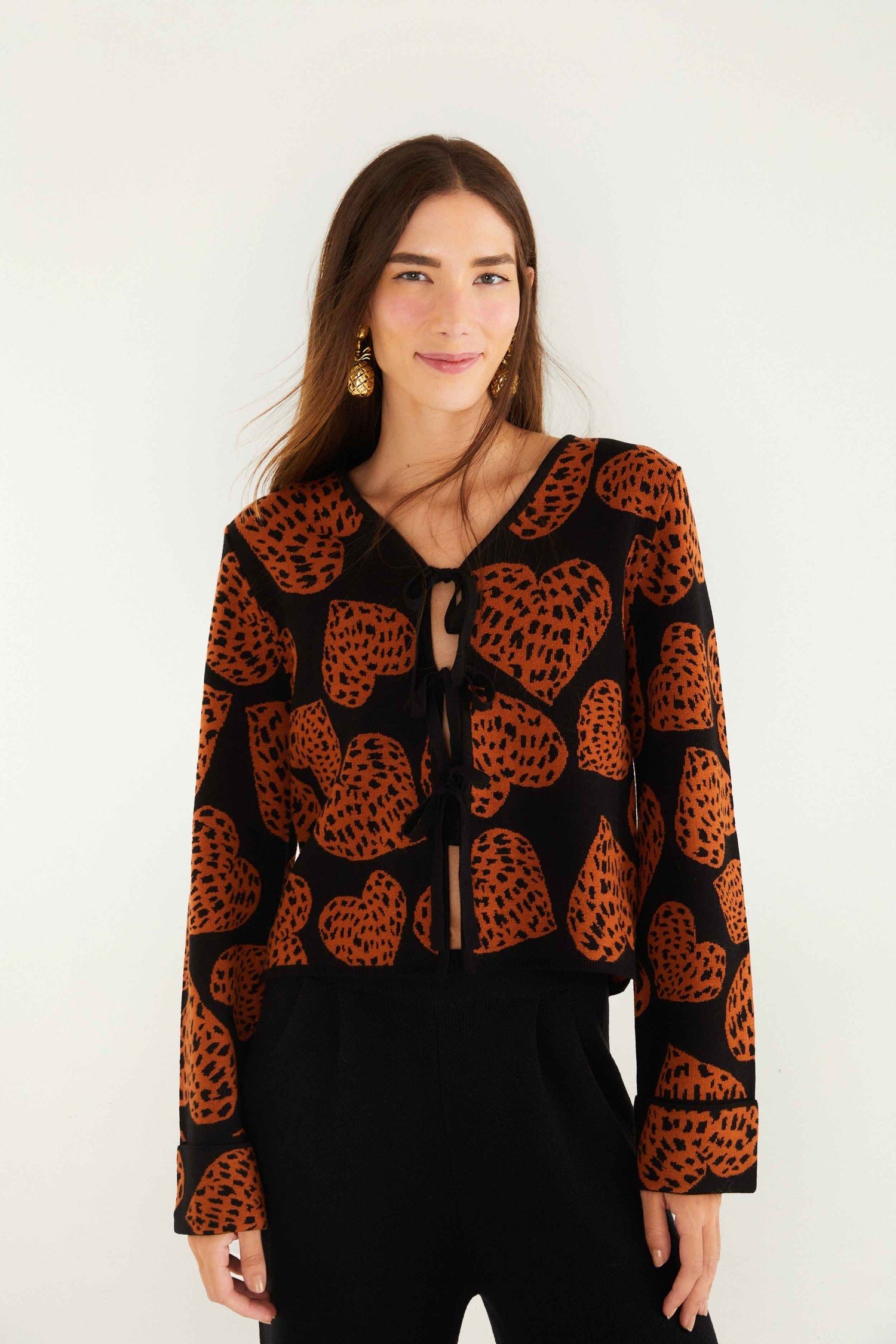 Leopard Hearts Knit Cardigan