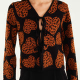 Leopard Hearts Knit Cardigan