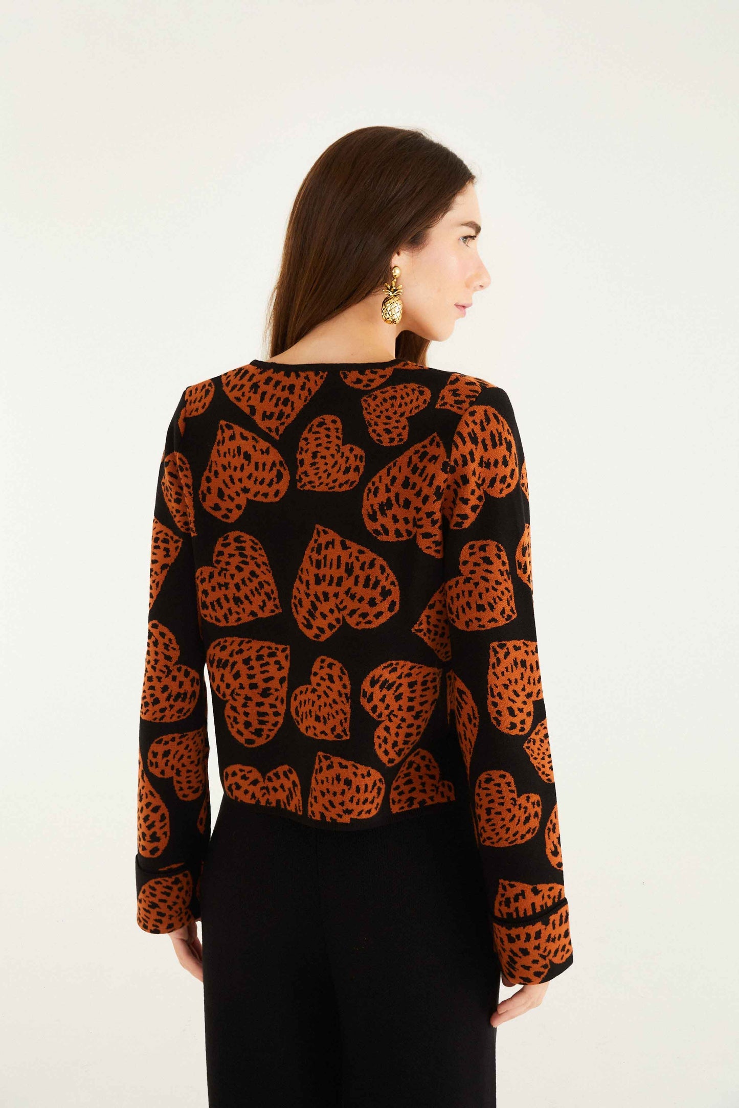 Leopard Hearts Knit Cardigan