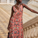 Floral Beauty Tapestry Sleeveless Slip Maxi Dress