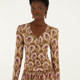 Garden Medal Long Sleeve Jersey Blouse
