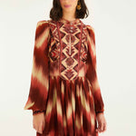 Amanda Stripes Tapestry Red Matelasse Long Sleeve