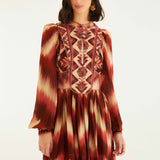 Amanda Stripes Tapestry Red Matelasse Long Sleeve