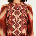 Amanda Stripes Tapestry Red Matelasse Long Sleeve