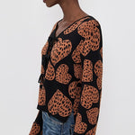 Leopard Hearts Knit Cardigan