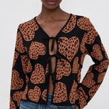 Leopard Hearts Knit Cardigan