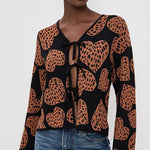 Leopard Hearts Knit Cardigan