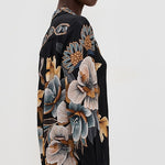 Snake Floral Black Button Up Shirt