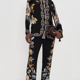 Snake Floral Black Button Up Shirt