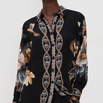 Snake Floral Black Button Up Shirt