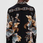 Snake Floral Black Button Up Shirt