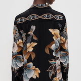 Snake Floral Black Button Up Shirt