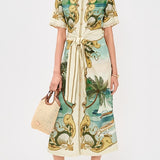 Royal Sea Multicolor Midi Dress
