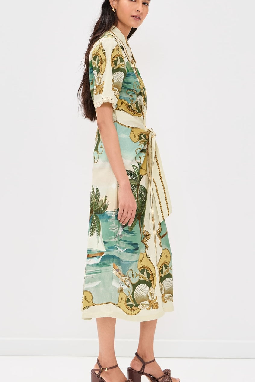 Royal Sea Multicolor Midi Dress
