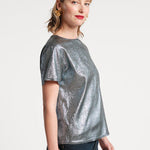 Fashion Tee Shirt Empire State Shine Metallic Twill Stretch Light Blue
