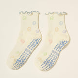 Smiley Face Ruffle Grip Pilates Socks