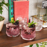 Viski Deco Beau Crystal Lowball Tumblers - Set of 4