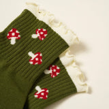 Mushroom Ruffle Grip Pilates Socks