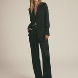 The Favorite High Rise Satin Wide Leg Pant Black