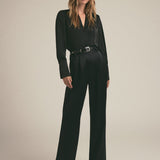 The Favorite High Rise Satin Wide Leg Pant Black