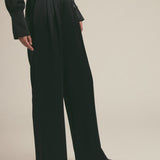 The Favorite High Rise Satin Wide Leg Pant Black