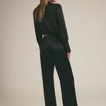 The Favorite High Rise Satin Wide Leg Pant Black