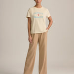 Logo Tee In Gardenia and Baby Blue