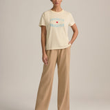 Logo Tee In Gardenia and Baby Blue