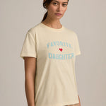 Logo Tee In Gardenia and Baby Blue