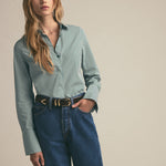 The Classic Poplin Shirt Green Stripe