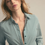 The Classic Poplin Shirt Green Stripe