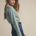 The Classic Poplin Shirt Green Stripe