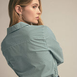 The Classic Poplin Shirt Green Stripe