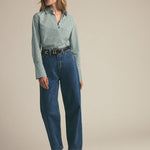 The Classic Poplin Shirt Green Stripe