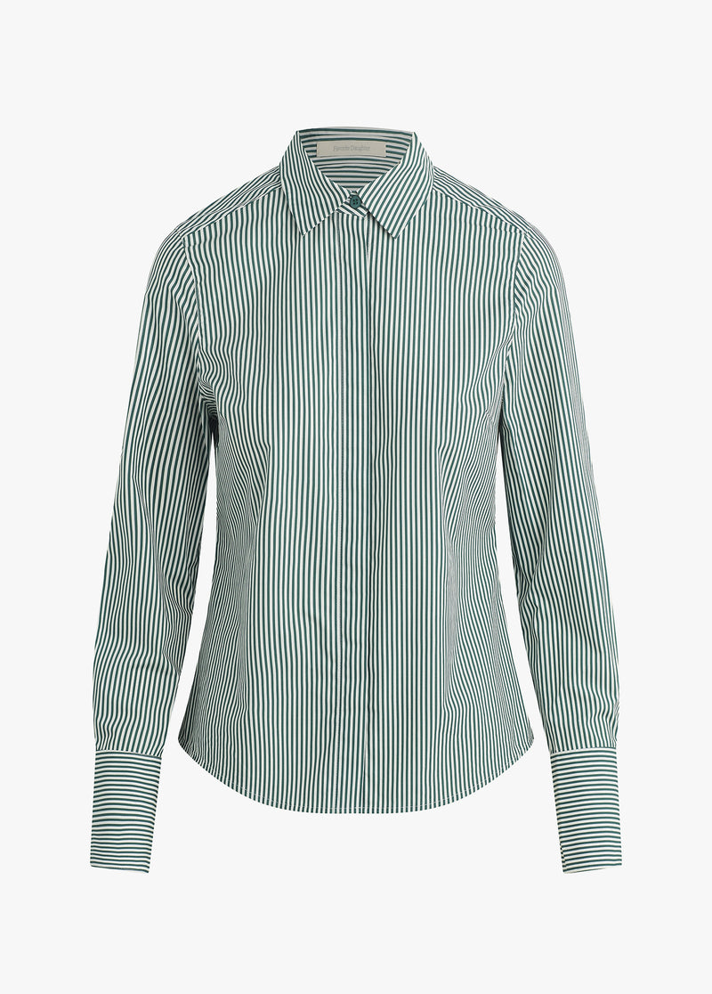 The Classic Poplin Shirt Green Stripe