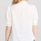 Ruffle Collar Inset Lace Top White
