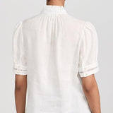 Ruffle Collar Inset Lace Top White