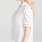 Ruffle Collar Inset Lace Top White