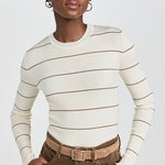 Striped Rib Long Sleeve Crew