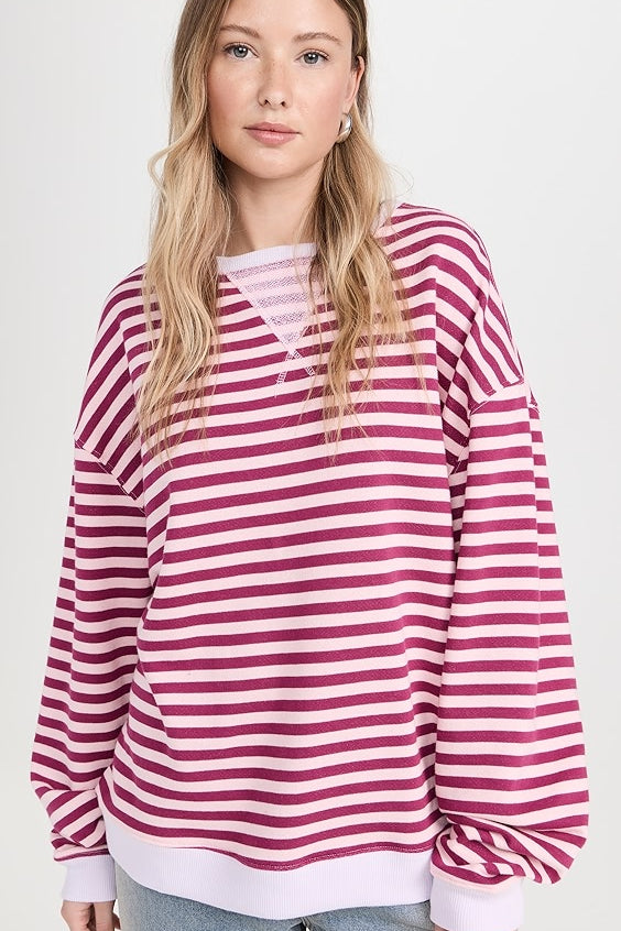 Classic Striped Crew Raspberry Combo