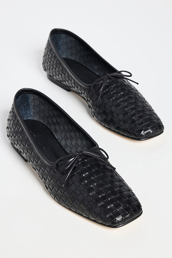 Jada Flats Black Closed Woven Calf