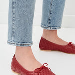 Jada Flat Crimson Red Closed Woven Calf